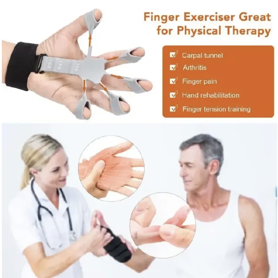 Finger Gripper Finger Exerciser Guitar Finger Exerciser 6 Resistant Levels Recovery Physical Tools Hand Strengthener For Patient Black One size