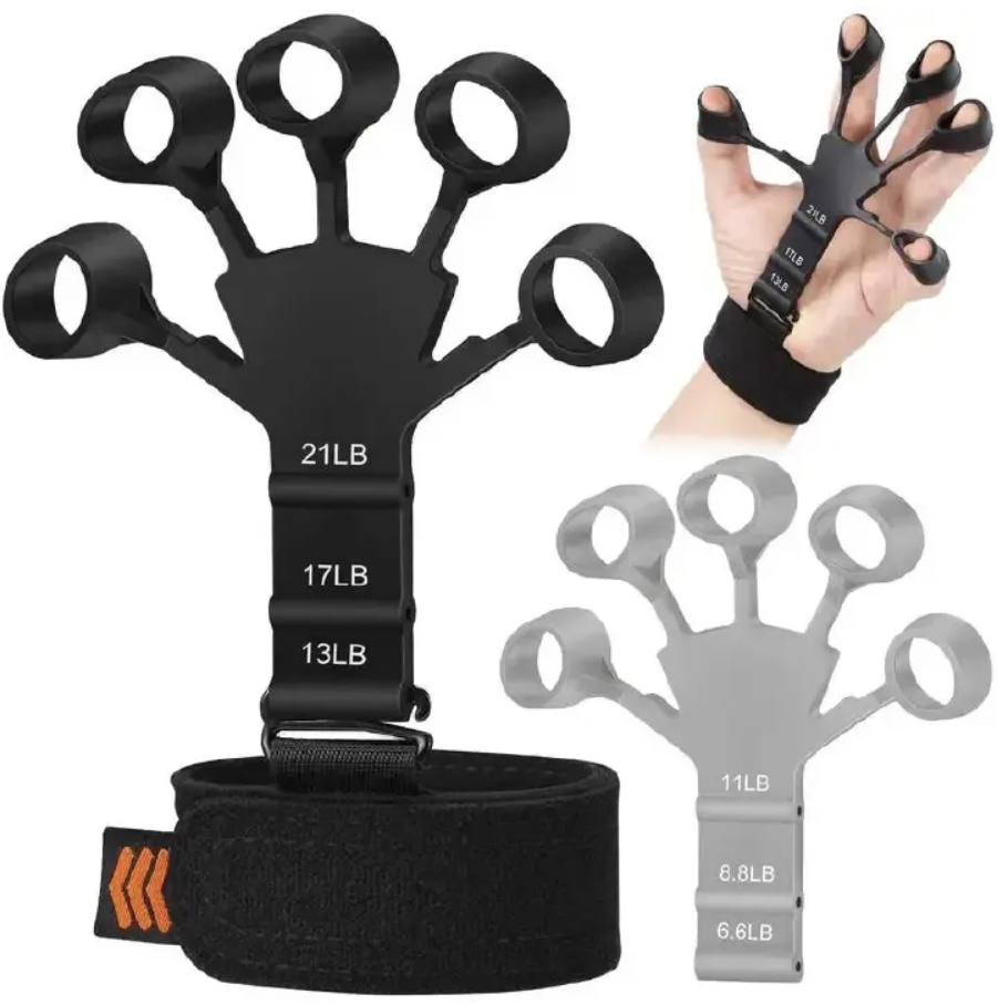Finger Gripper Finger Exerciser Guitar Finger Exerciser 6 Resistant Levels Recovery Physical Tools Hand Strengthener For Patient Black One size