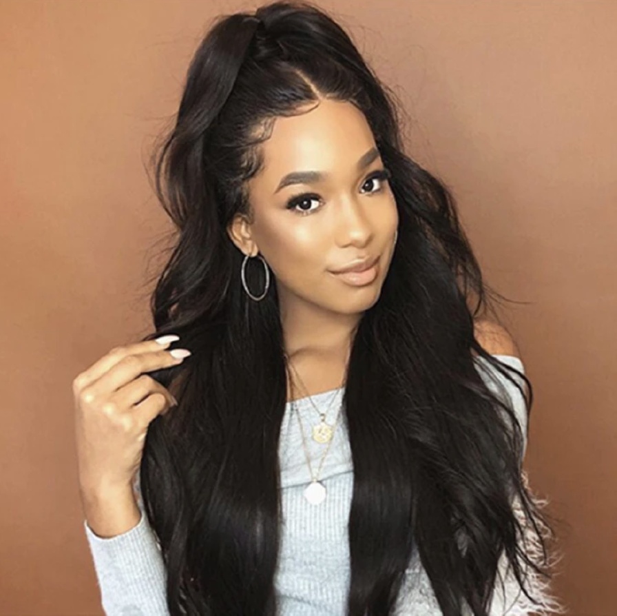 FBK Women Hair Ladies Body Wave Black Long Curly Synthetic Wigs For Women Gift 4.4 Black One size