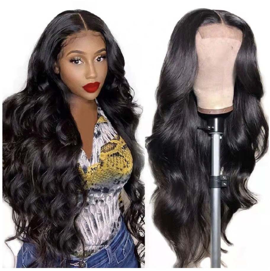 FBK Women Hair Ladies Body Wave Black Long Curly Synthetic Wigs For Women Gift 4.4 Black One size