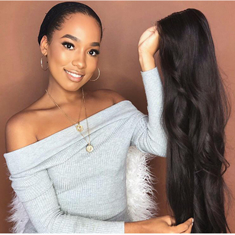 FBK Women Hair Ladies Body Wave Black Long Curly Synthetic Wigs For Women Gift 4.4 Black One size