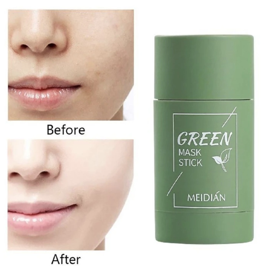 Green Tea Mask Cleansing Stick Clean Face Blackhead Remover Deep Pore Cleansing Facial Mask Skin Moisturizing Hydrating Whitening Care Face Makeup for All Skin Types Green 1pcs