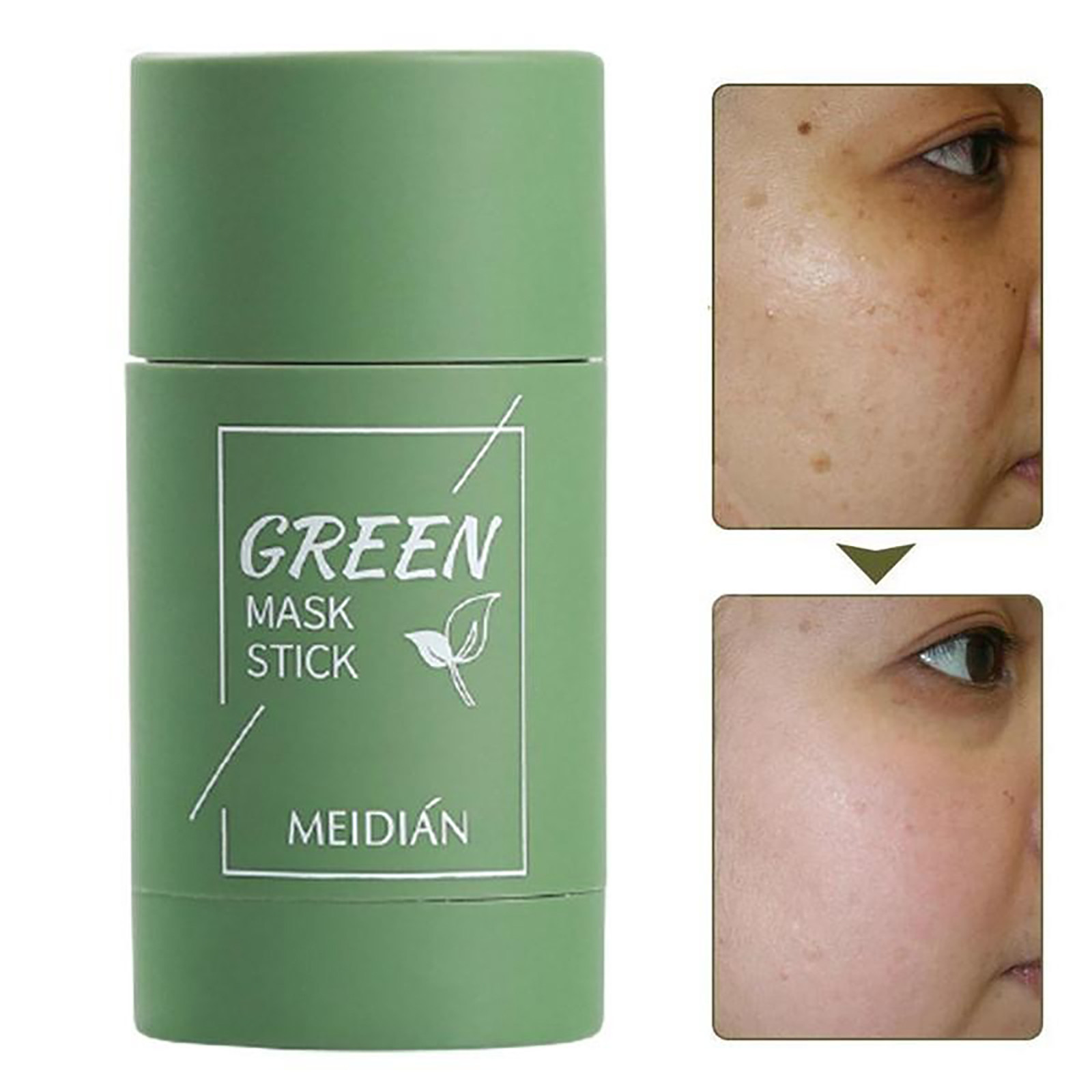 Green Tea Mask Cleansing Stick Clean Face Blackhead Remover Deep Pore Cleansing Facial Mask Skin Moisturizing Hydrating Whitening Care Face Makeup for All Skin Types Green 1pcs