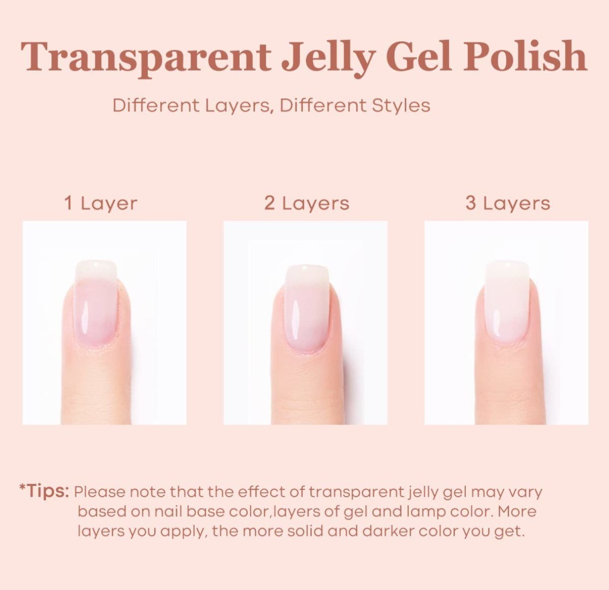 Jelly Nude Pink Gel Nail Polish Set, 6 Transparent Sheer Colors Soak Off UV Light Cure Gel Polish Kit for Salon and Nail Art DIY at Home Pink Tea 6 colors polish kit