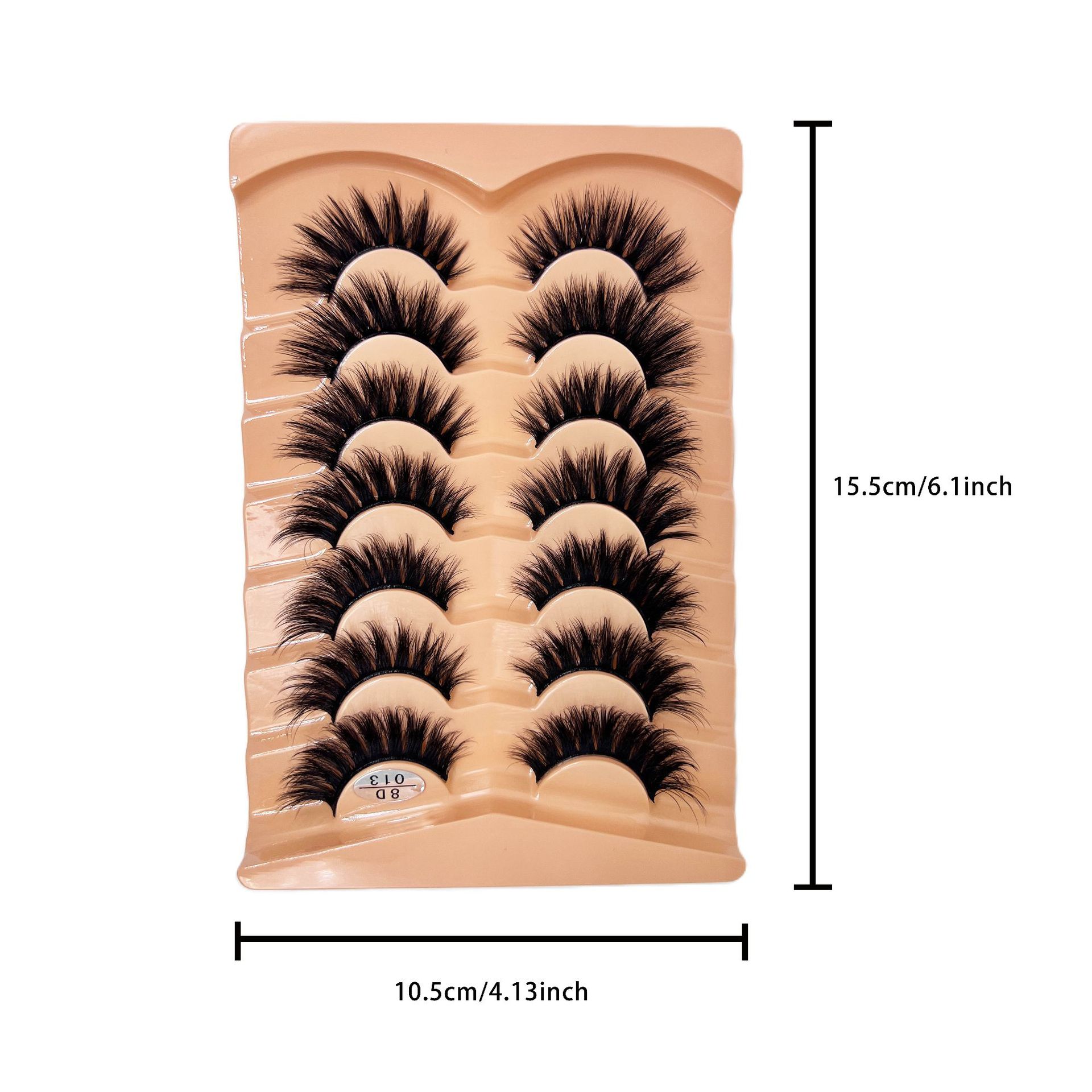 FBMGROINNEYA Cat Eye Lashes Fluffy Faux Mink Lashes 8D Volume Wispy Long Lashes Fake Eyelash Russian Strips 7 Pairs Pack Makeup Black One Size