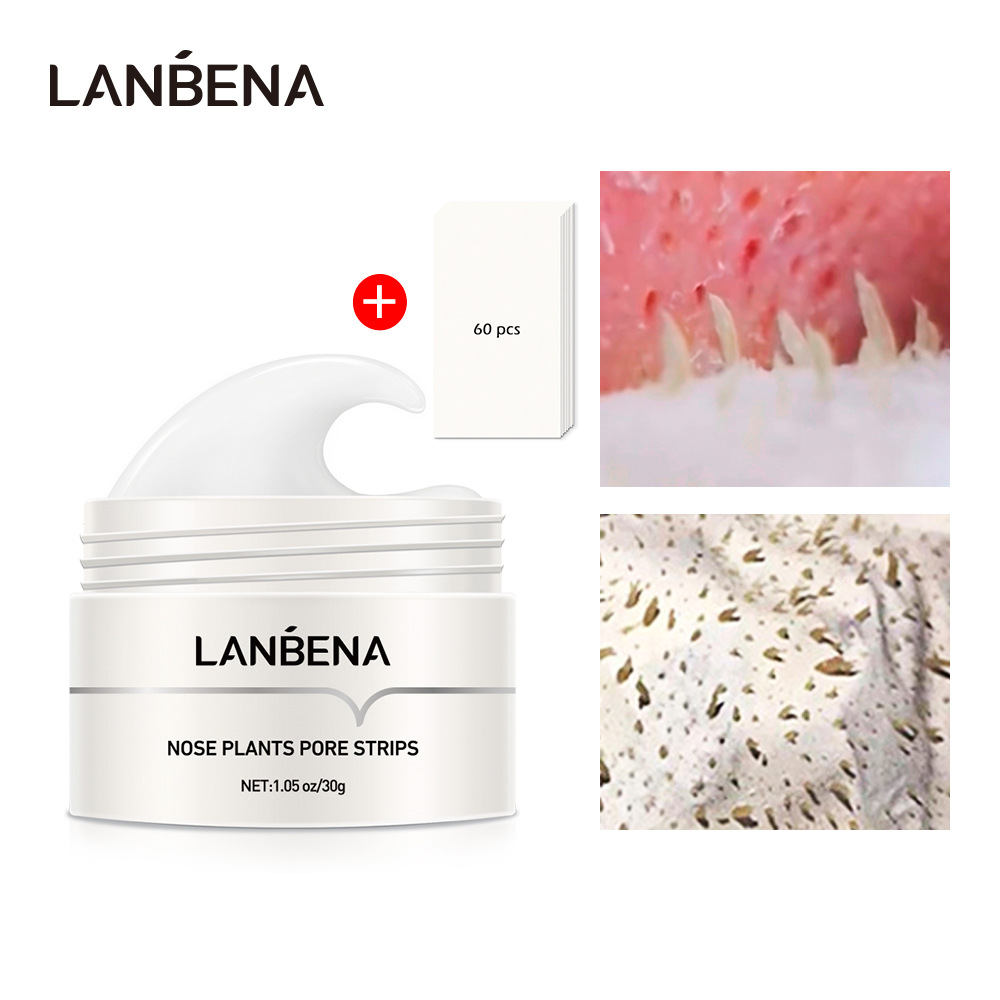 LANBENA Blue Beina Black Nose Mask with 60 sheets of paper to absorb black head and tear off acne White One size