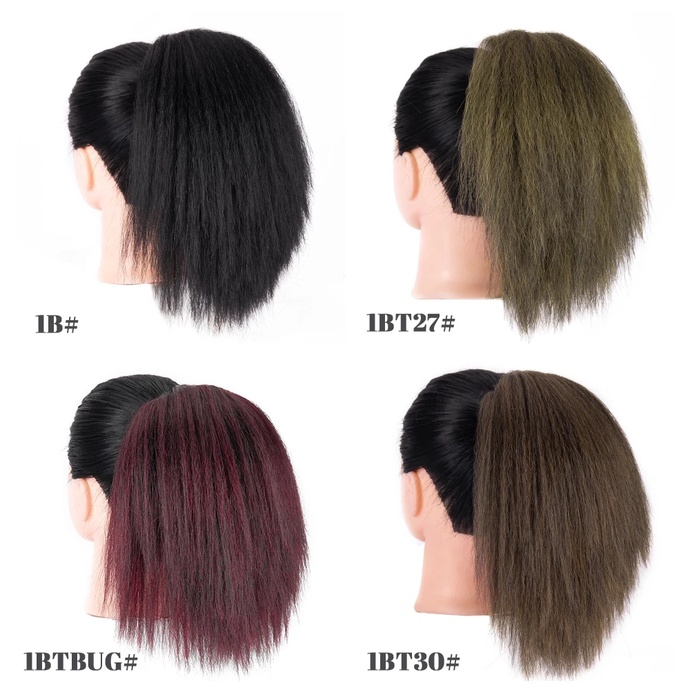 10Inch Afro Kinky Ponytail Hairpieces Ponytail Drawstring Ponytail For Black Women Synthet Hair Ponytails Natural Hair Ponytail 1B# 10inches