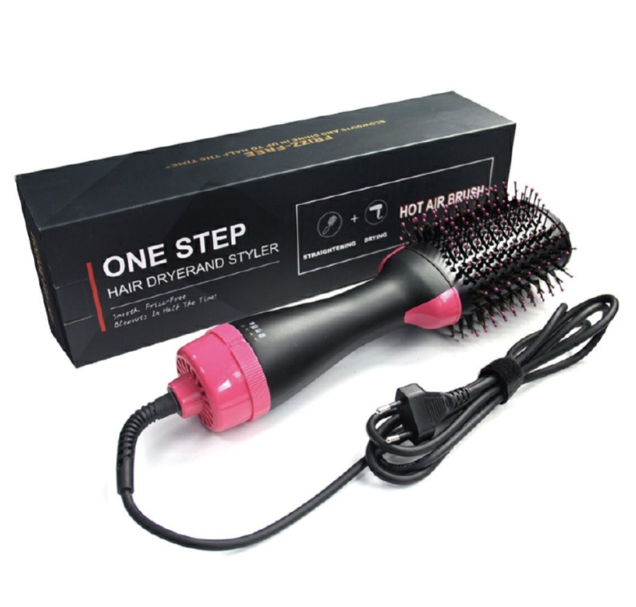 Pro One Step Hair Dryer Hair Comb Brush Volumizer Hair Straightener Hot Air Curling Iron Rotating Hair Rollers Straightening Irons Black One size