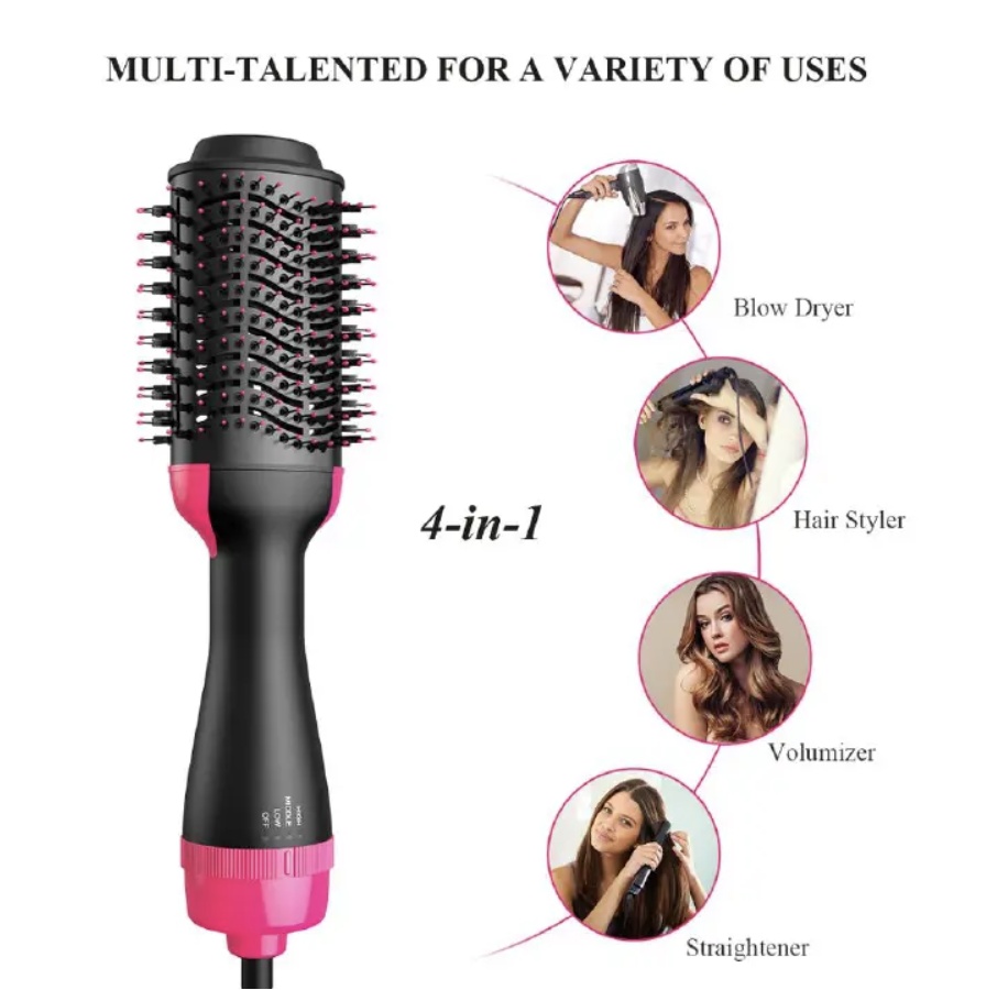 Pro One Step Hair Dryer Hair Comb Brush Volumizer Hair Straightener Hot Air Curling Iron Rotating Hair Rollers Straightening Irons Black One size
