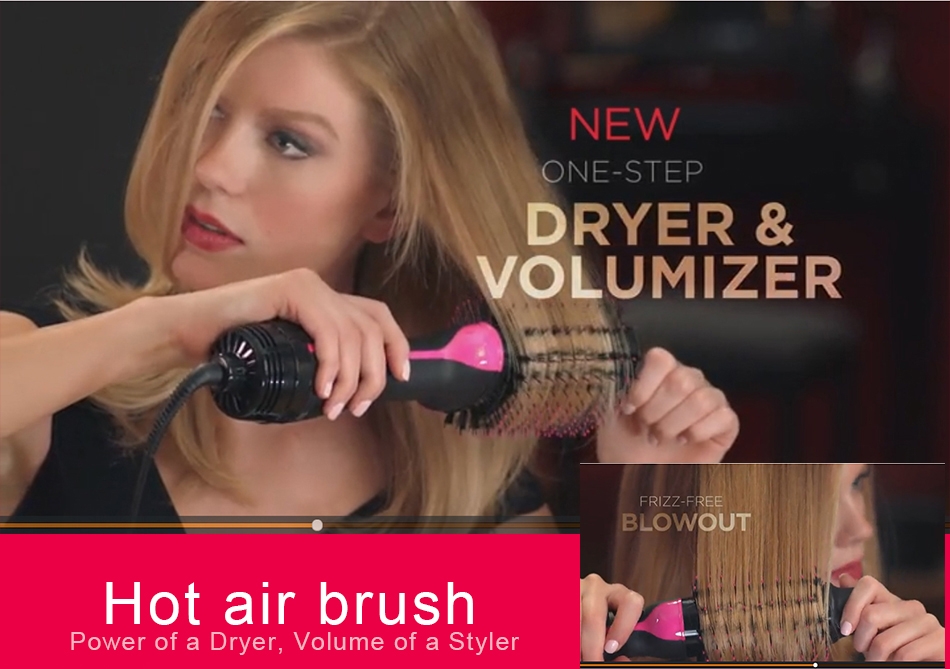 Pro One Step Hair Dryer Hair Comb Brush Volumizer Hair Straightener Hot Air Curling Iron Rotating Hair Rollers Straightening Irons Black One size