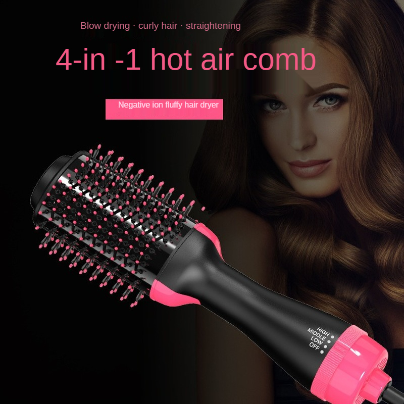 Pro One Step Hair Dryer Hair Comb Brush Volumizer Hair Straightener Hot Air Curling Iron Rotating Hair Rollers Straightening Irons Black One size