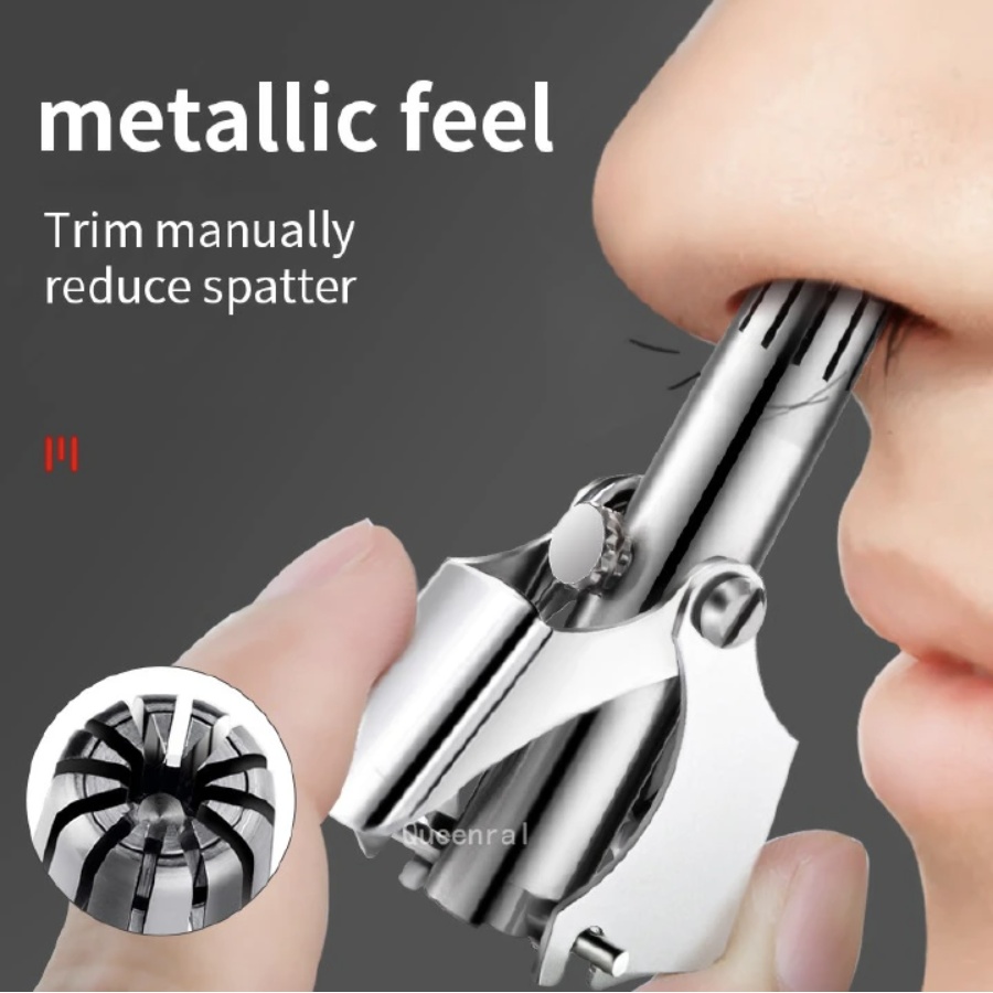 New Nose Hair Ear Trimmer For Men Stainless Steel Manual Washable Portable hair remover Nose Vibrissa Razor Shaver Silver One size [分类版本1]
