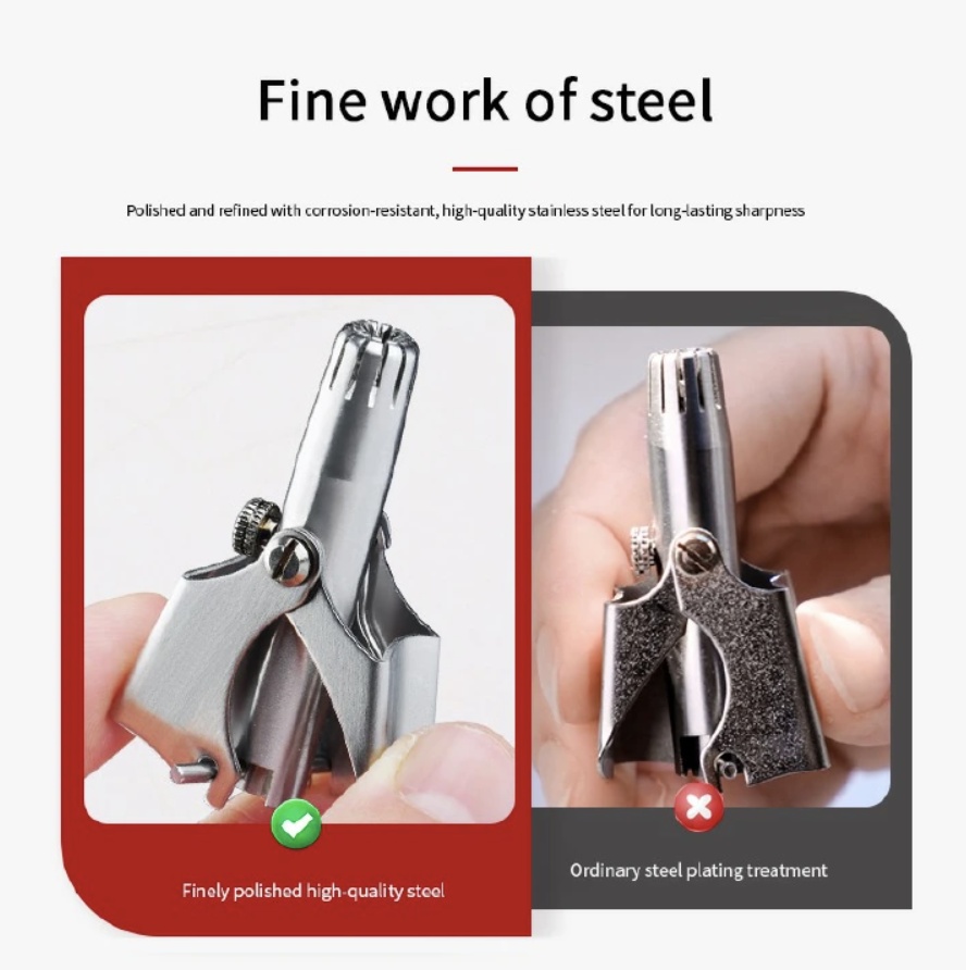 New Nose Hair Ear Trimmer For Men Stainless Steel Manual Washable Portable hair remover Nose Vibrissa Razor Shaver Silver One size [分类版本3]
