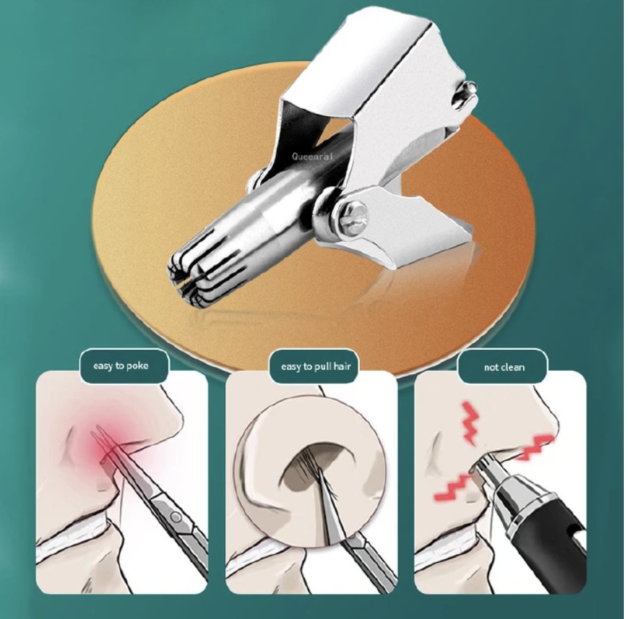 New Nose Hair Ear Trimmer For Men Stainless Steel Manual Washable Portable hair remover Nose Vibrissa Razor Shaver Silver One size [分类版本3]