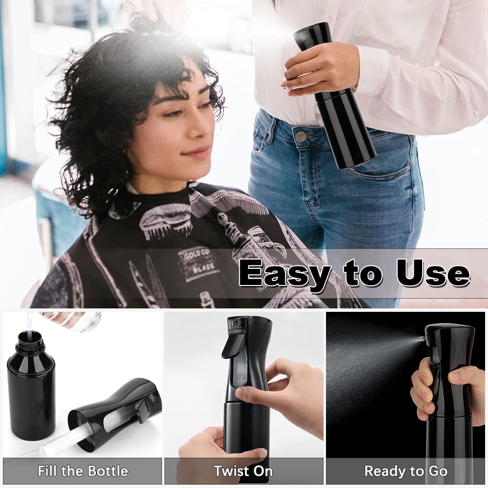 6pcs/Set Portable Spray Refillable Bottles Kit Hair Styling Set Spray Bottle Brush Comb Braiding Tool Rat Tail Comb Edge Control Brush Mist Sprayer For Hair Styling Cleaning Black 6pcs/set [分类版本2]