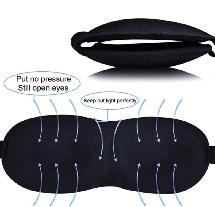 3D Sleeping Eye Mask Eyeshade Cover Soft Portable Blindfold Travel Eyepatch Rest Night Sleep Masks Black One size [分类版本1]