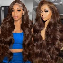 Highlight Ombre  Lace Front Wig Human Hair Body Wave Honey Blonde Glueless HD Transparent Lace Frontal Wigs for Women 180 Density Human Hair Pre Plucked with Baby Hair 32 inch
