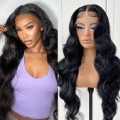 Highlight Ombre  Lace Front Wig Human Hair Body Wave Honey Blonde Glueless HD Transparent Lace Frontal Wigs for Women 180 Density Human Hair Pre Plucked with Baby Hair 32 inch