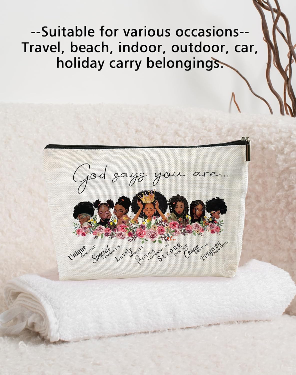 Women's cosmetic bag gifts from friends, sisters, mothers and aunts ﻿ Beige 24.89×20.07×0.89