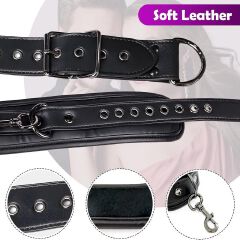 Bondage Sex Restraints Set Couples Sex Toys, Neck to Wrist Restraints Kit with Traction Chain Back Sex Handcuffs Collar Adjustable Bondage Gear Accessories SM Sexy Slave Beginner Role Play Toy Black
