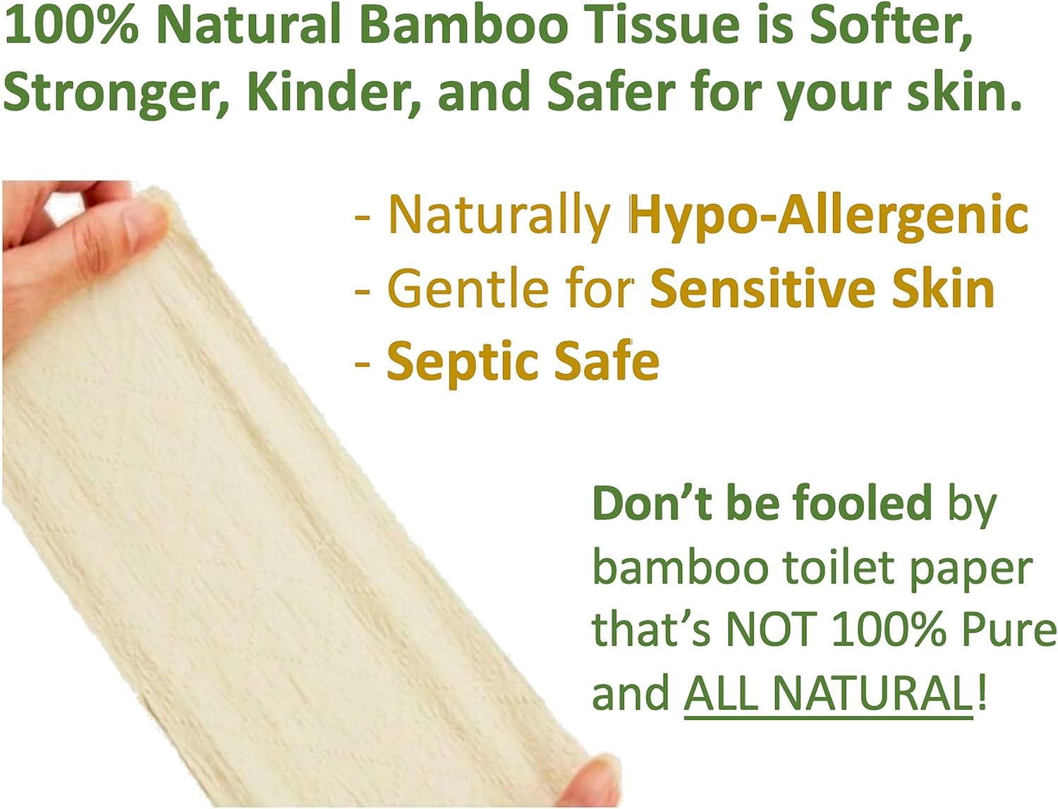 100% Bamboo, thick 3-ply toilet paper, tree-free, unbleached, sustainable, 300 sheets per roll Bamboo unbleached 12 volumes