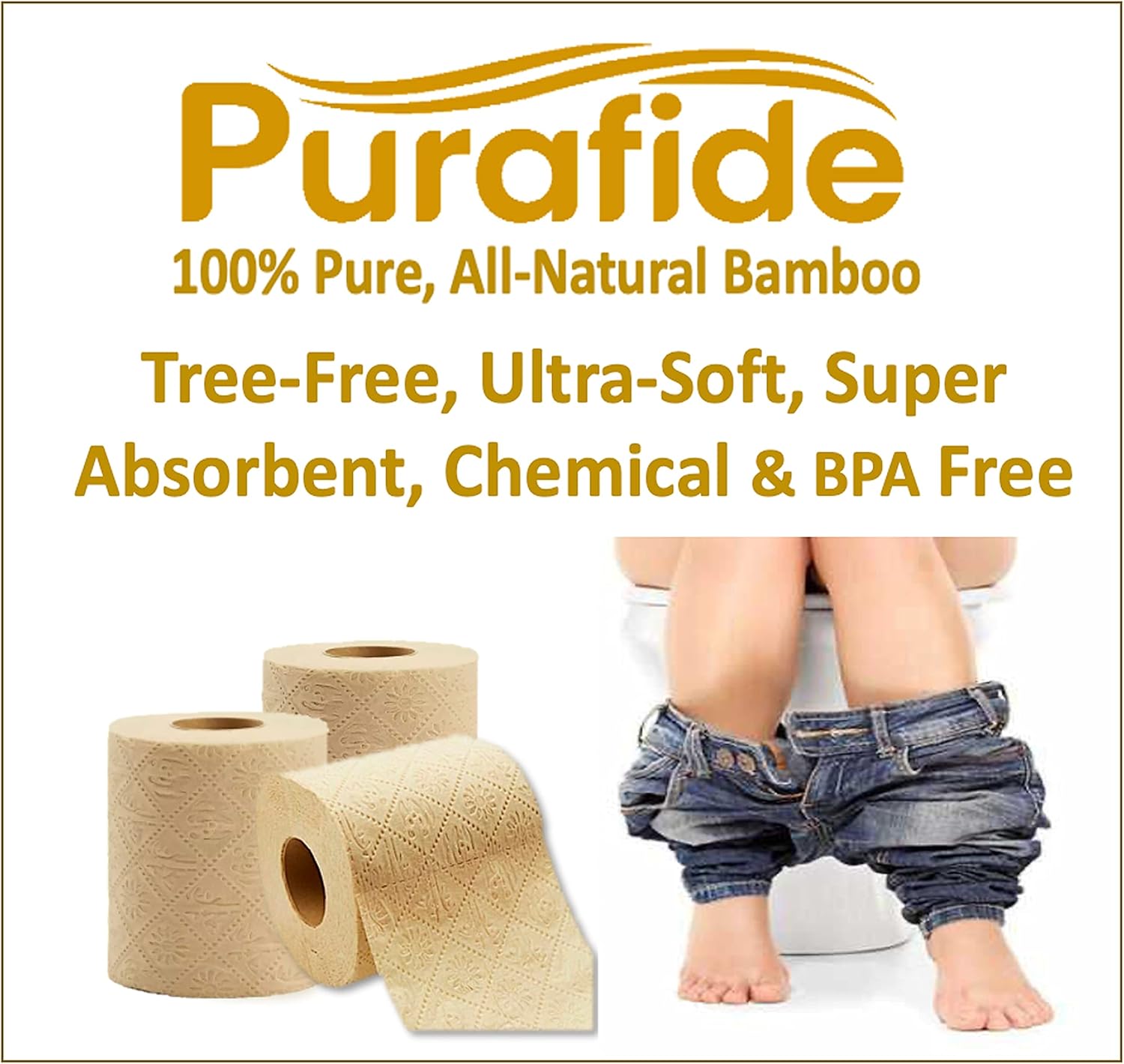100% Bamboo, thick 3-ply toilet paper, tree-free, unbleached, sustainable, 300 sheets per roll Bamboo unbleached 12 volumes