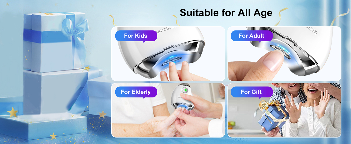 Electric Nail Clipper with LED Light & 3 Speeds, Fingernail Cutter and Polisher 2 in 1 Design, Nail Scraps Storage Safety Fingernail Trimmer for Baby Seniors and Adult (White) Orange Multi functional