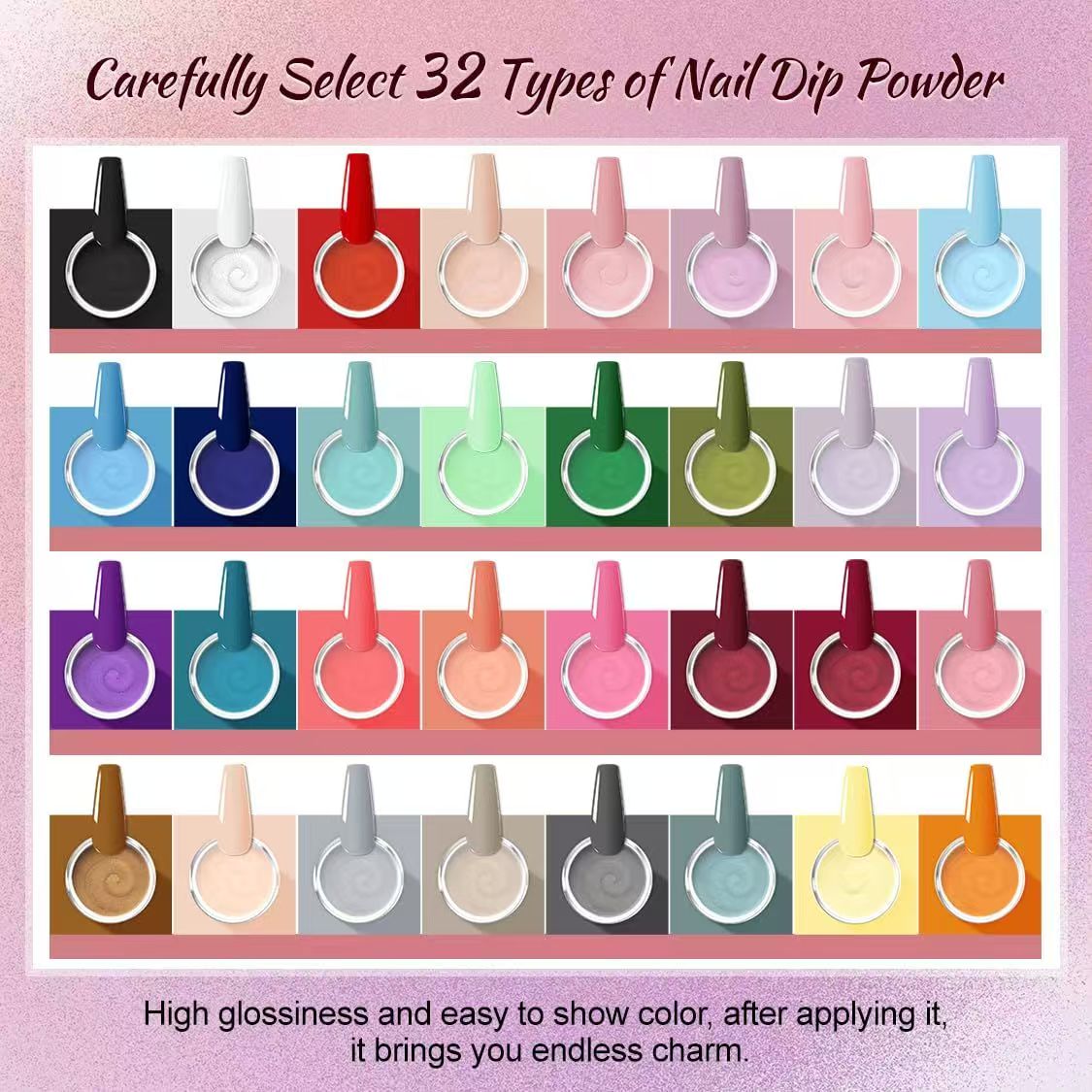 32+4 piece gel nail polish set with bright base and La colored matte gel nail top color one set