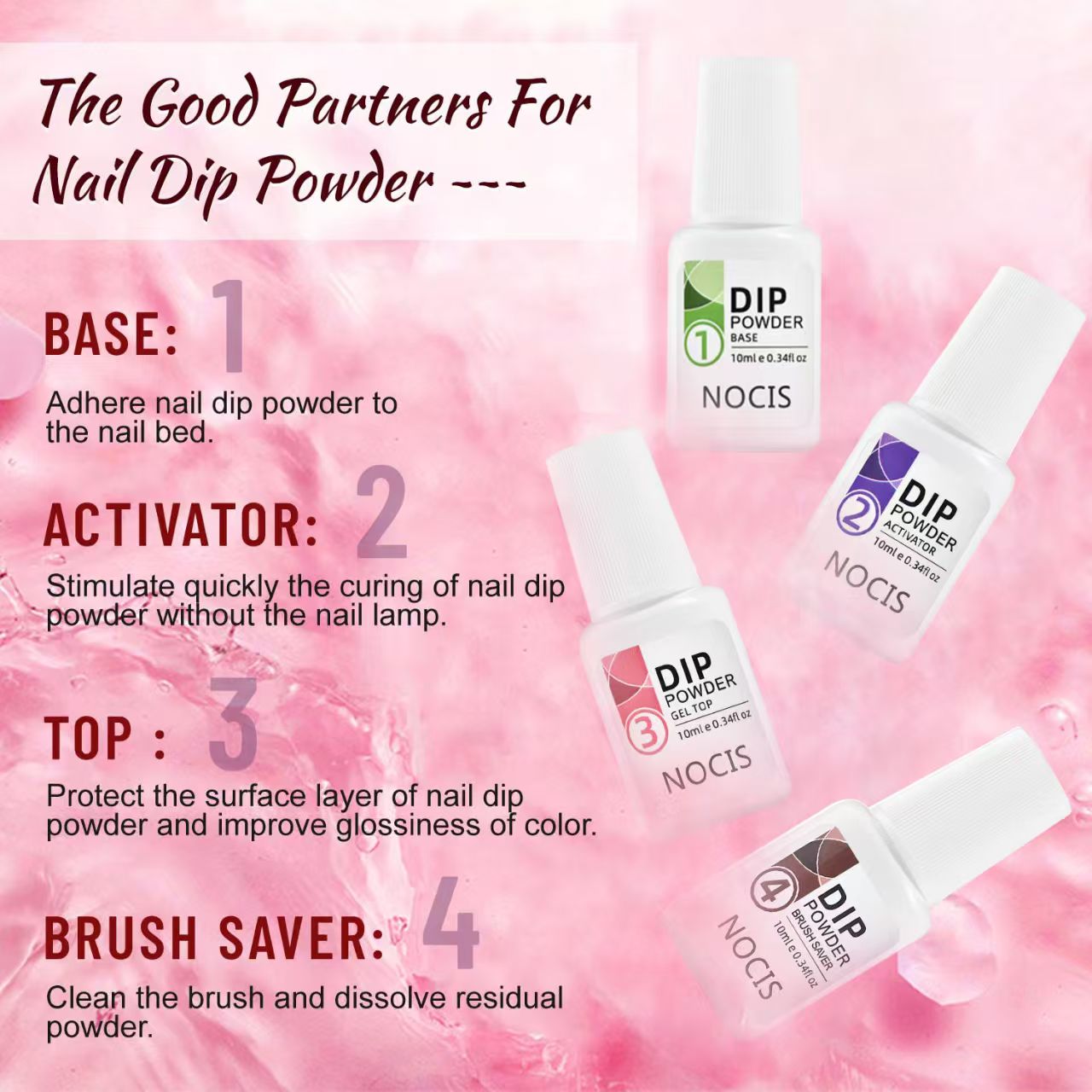 32+4 piece gel nail polish set with bright base and La colored matte gel nail top color one set