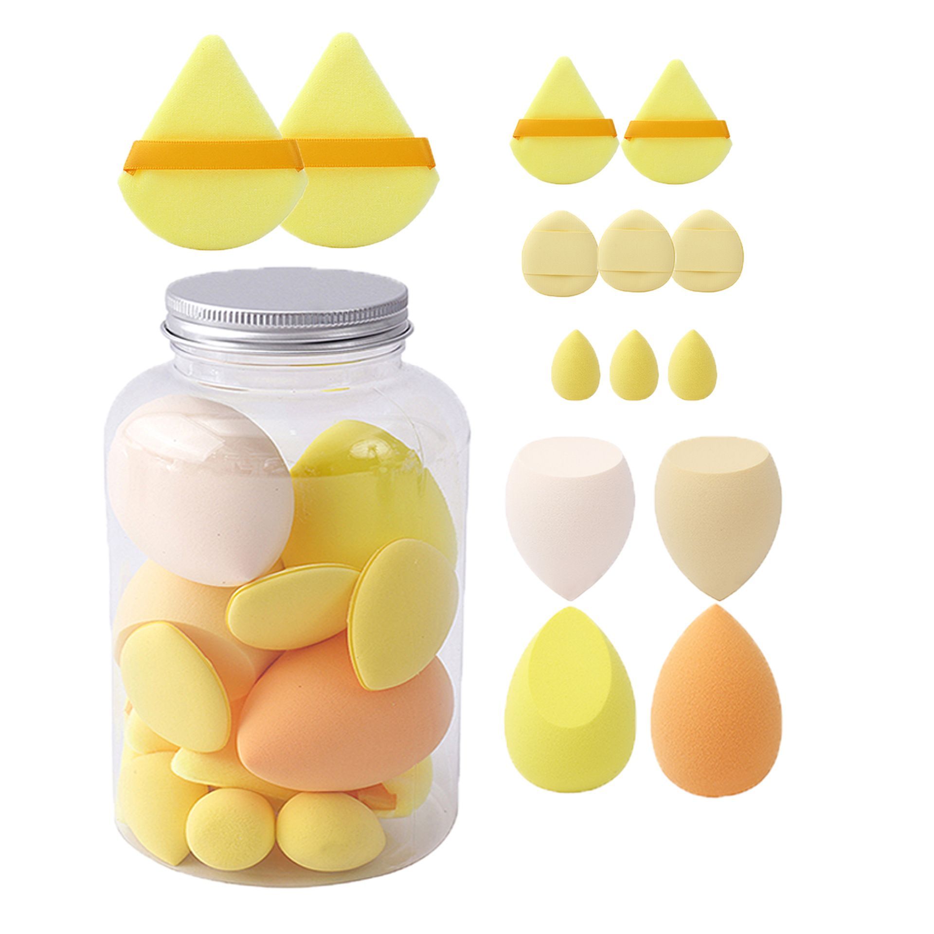 Makeup Sponge Set Triangle Puff 14 Pcs for Liquid, Cream, and Powder, Multi-colored Makeup Sponges and Mini Sponge purple as picture