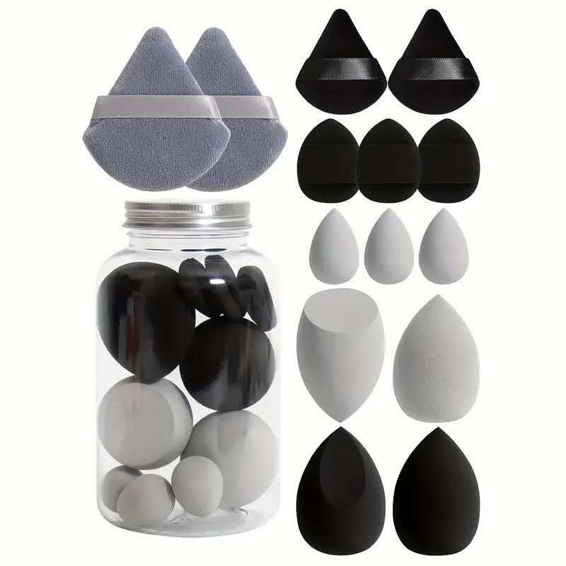 Makeup Sponge Set Triangle Puff 14 Pcs for Liquid, Cream, and Powder, Multi-colored Makeup Sponges and Mini Sponge purple as picture