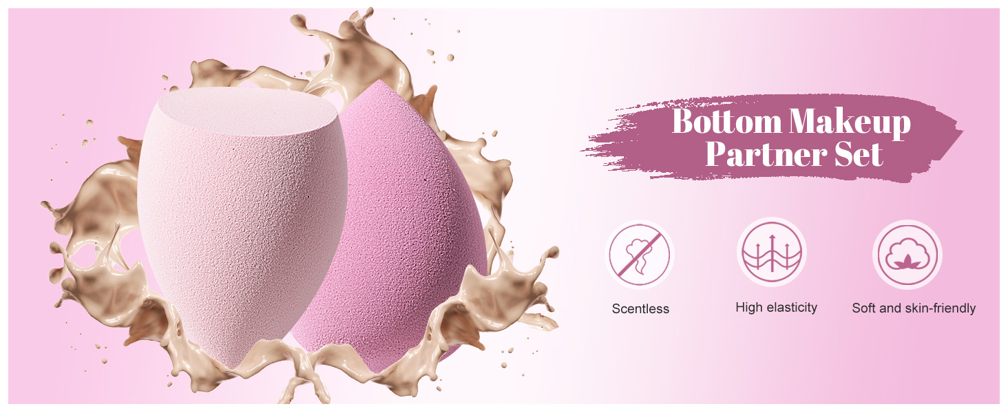 Makeup Sponge Set Triangle Puff 14 Pcs for Liquid, Cream, and Powder, Multi-colored Makeup Sponges and Mini Sponge purple as picture