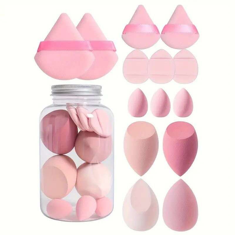 Makeup Sponge Set Triangle Puff 14 Pcs for Liquid, Cream, and Powder, Multi-colored Makeup Sponges and Mini Sponge purple as picture