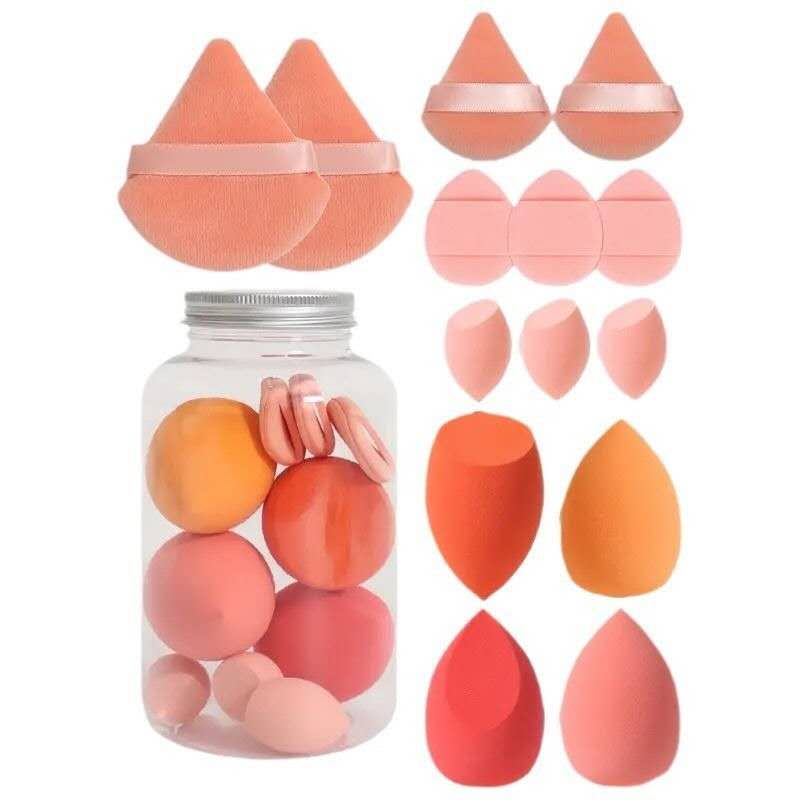 Makeup Sponge Set Triangle Puff 14 Pcs for Liquid, Cream, and Powder, Multi-colored Makeup Sponges and Mini Sponge purple as picture