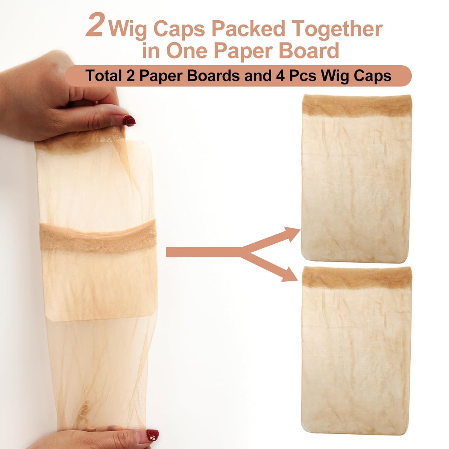 Skinlike HD Wig Cap, 4 Pieces Invisible and Sheer Breathable Ultra-thin Stretchy Stocking Caps for Lace Front Wigs brown as picture