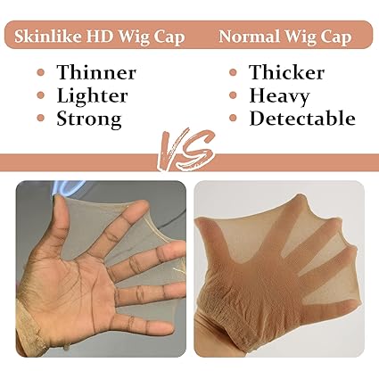 Skinlike HD Wig Cap, 4 Pieces Invisible and Sheer Breathable Ultra-thin Stretchy Stocking Caps for Lace Front Wigs brown as picture