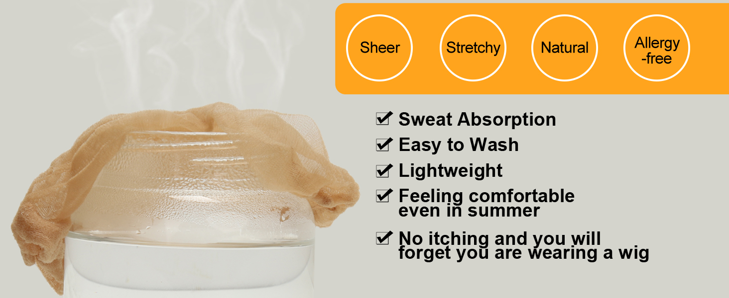 Skinlike HD Wig Cap, 4 Pieces Invisible and Sheer Breathable Ultra-thin Stretchy Stocking Caps for Lace Front Wigs brown as picture