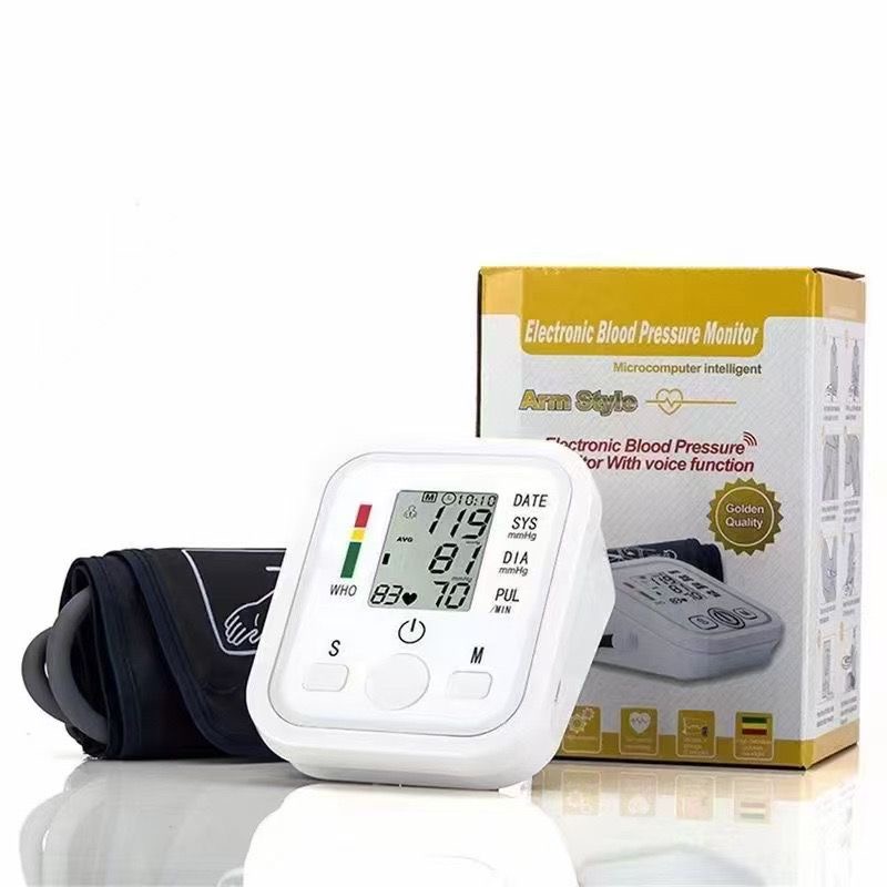 English electronic sphygmomanometer measuring instrument accurate upper arm automatic instrument household medical large screen Plugin and Battery As picture