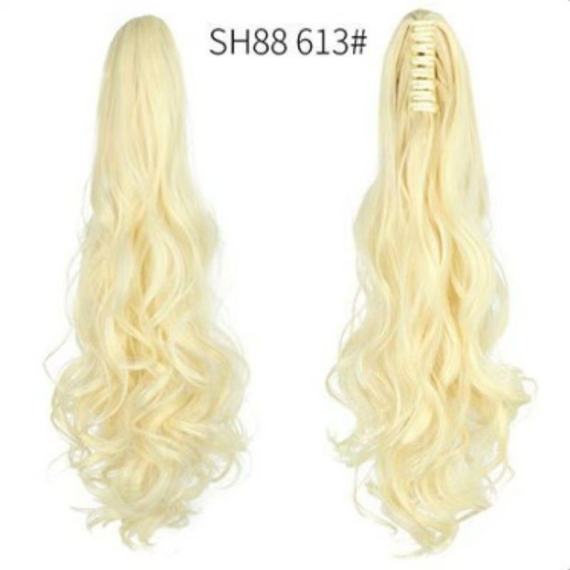 Ponytail wig for women, grab clip, strap style, corn perm, high ponytail, natural long curly hair, ponytail piece SH88 BURG 50CM [分类版本1]