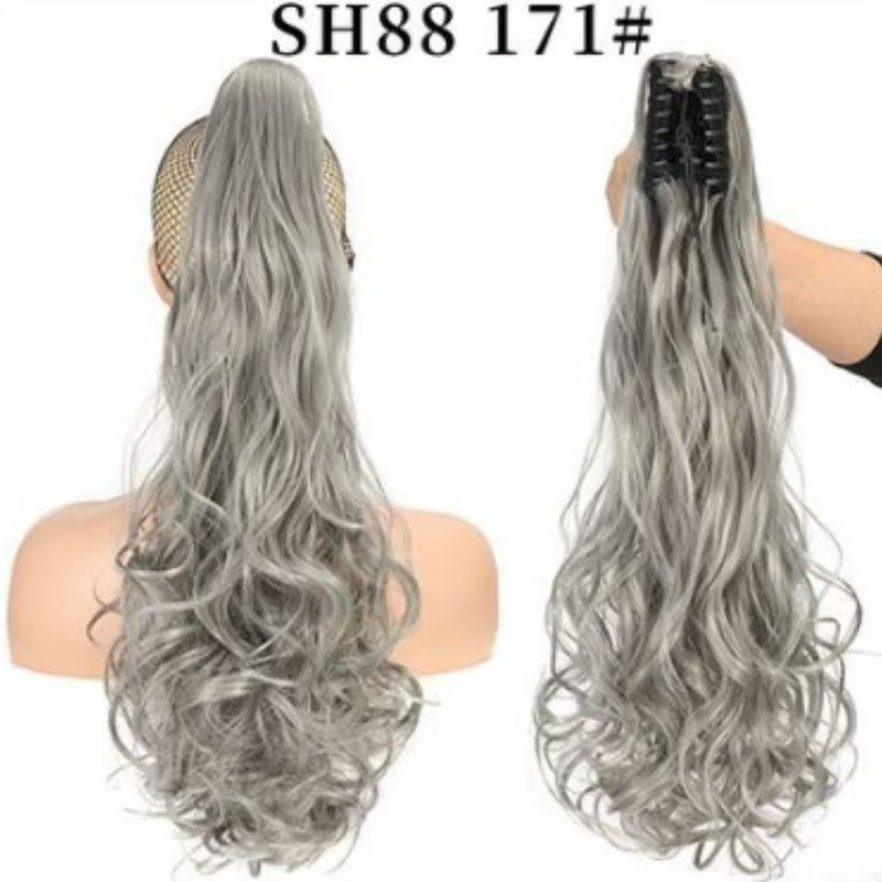 Ponytail wig for women, grab clip, strap style, corn perm, high ponytail, natural long curly hair, ponytail piece SH88 BURG 50CM [分类版本1]