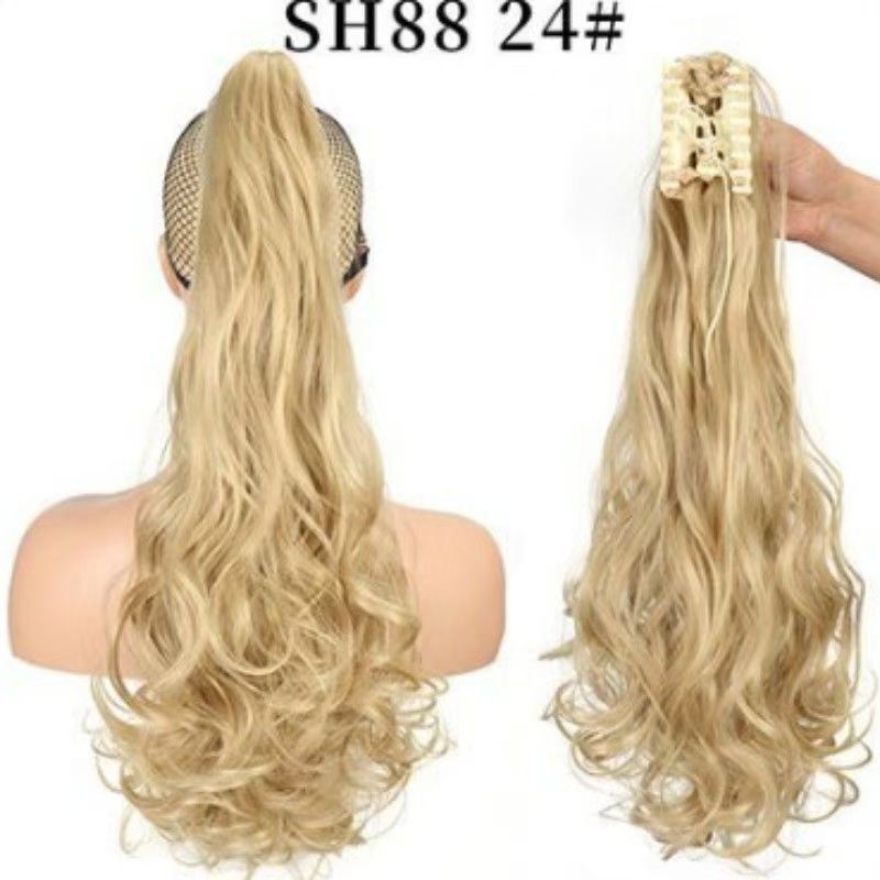 Ponytail wig for women, grab clip, strap style, corn perm, high ponytail, natural long curly hair, ponytail piece SH88 BURG 50CM [分类版本1]