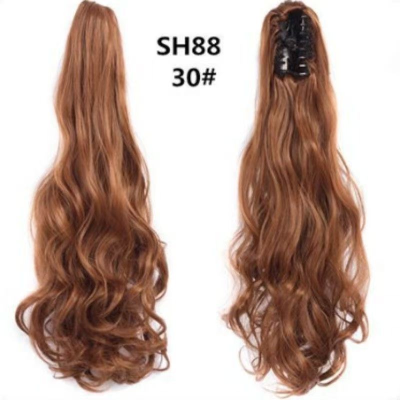 Ponytail wig for women, grab clip, strap style, corn perm, high ponytail, natural long curly hair, ponytail piece SH88 BURG 50CM [分类版本1]