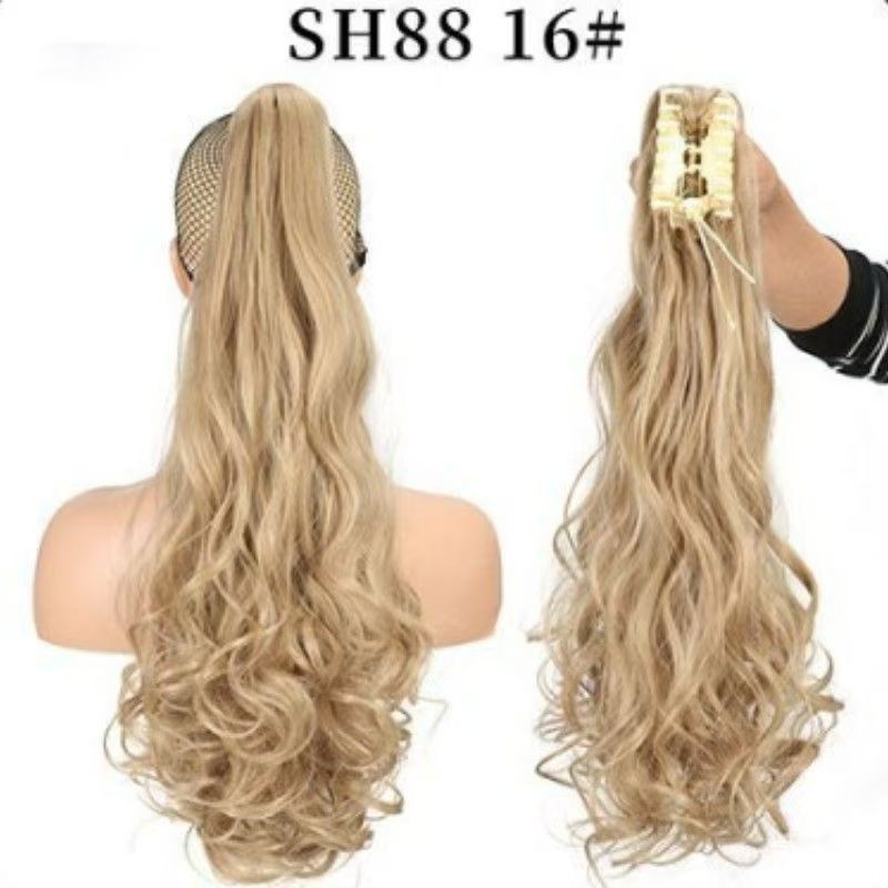 Ponytail wig for women, grab clip, strap style, corn perm, high ponytail, natural long curly hair, ponytail piece SH88 BURG 50CM [分类版本1]