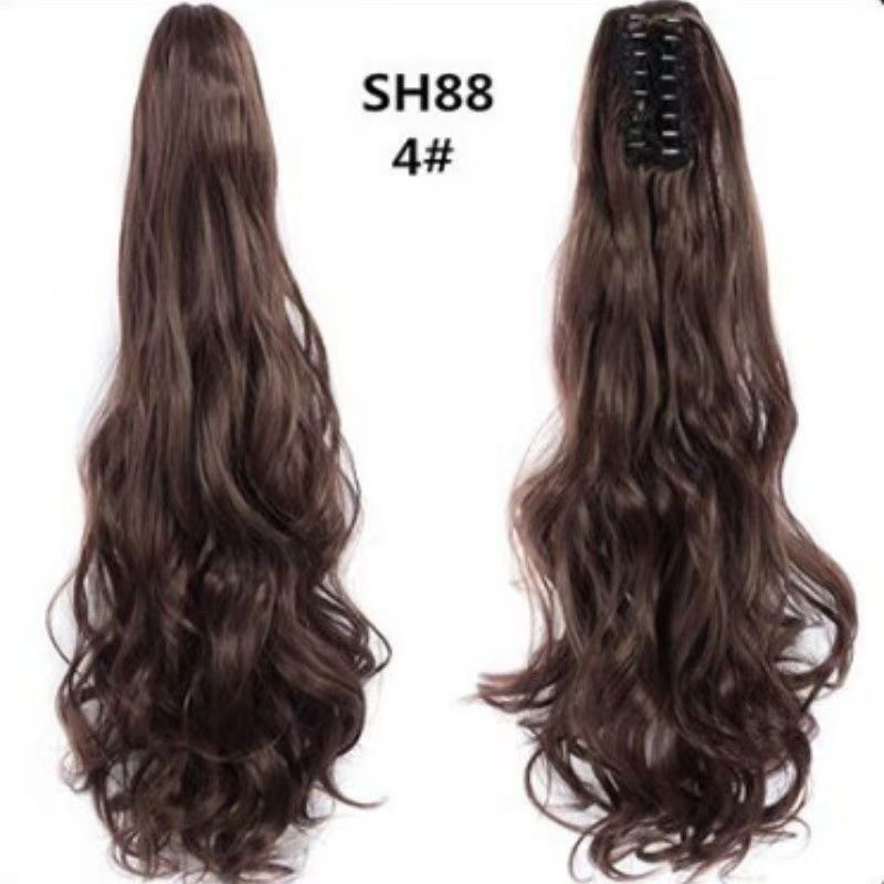 Ponytail wig for women, grab clip, strap style, corn perm, high ponytail, natural long curly hair, ponytail piece SH88 BURG 50CM [分类版本1]