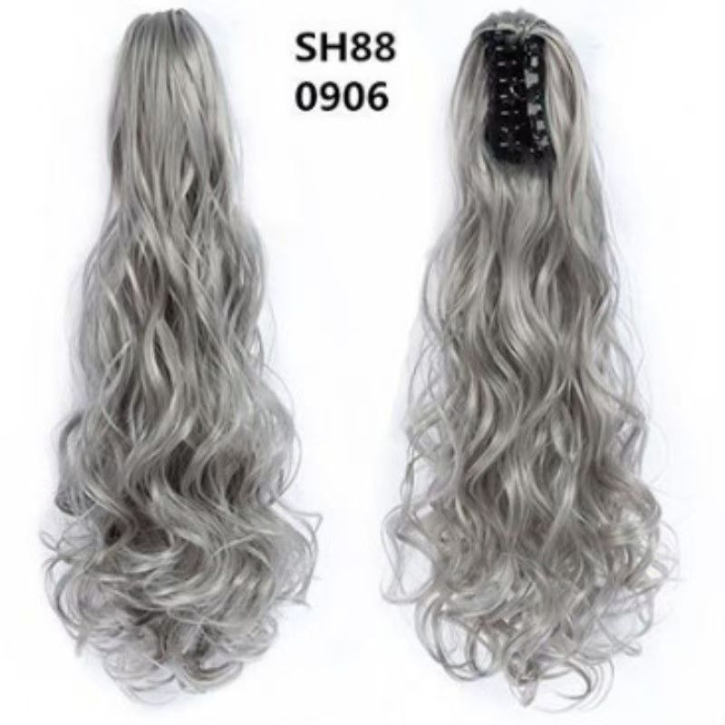 Ponytail wig for women, grab clip, strap style, corn perm, high ponytail, natural long curly hair, ponytail piece SH88 BURG 50CM [分类版本1]