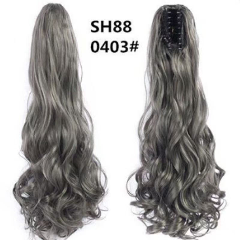 Ponytail wig for women, grab clip, strap style, corn perm, high ponytail, natural long curly hair, ponytail piece SH88 BURG 50CM [分类版本1]