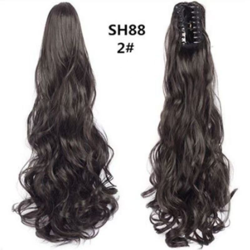 Ponytail wig for women, grab clip, strap style, corn perm, high ponytail, natural long curly hair, ponytail piece SH88 BURG 50CM [分类版本1]