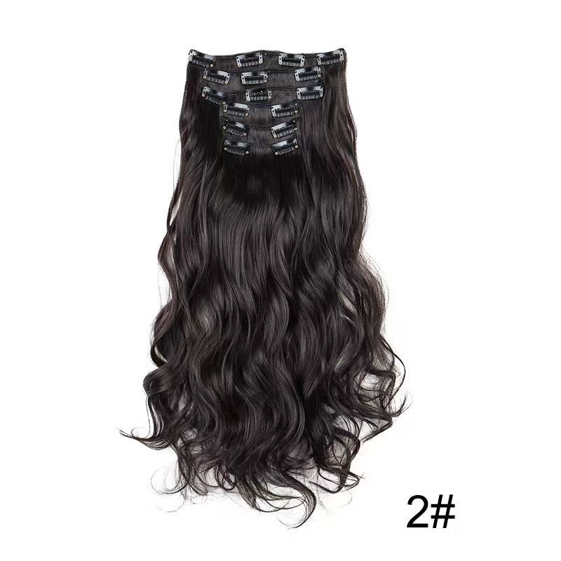 6 pieces Wigs women's long curly hair big wave water ripple silk puffy patch wig patch Chicken rolls 1B 45CM [分类版本2]