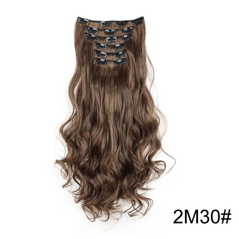 6 pieces Wigs women's long curly hair big wave water ripple silk puffy patch wig patch Chicken rolls 1B 45CM [分类版本2]