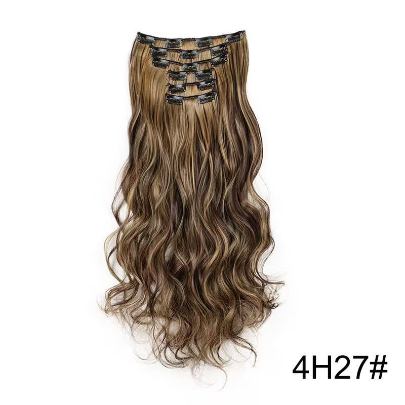 6 pieces Wigs women's long curly hair big wave water ripple silk puffy patch wig patch Chicken rolls 1B 45CM [分类版本2]